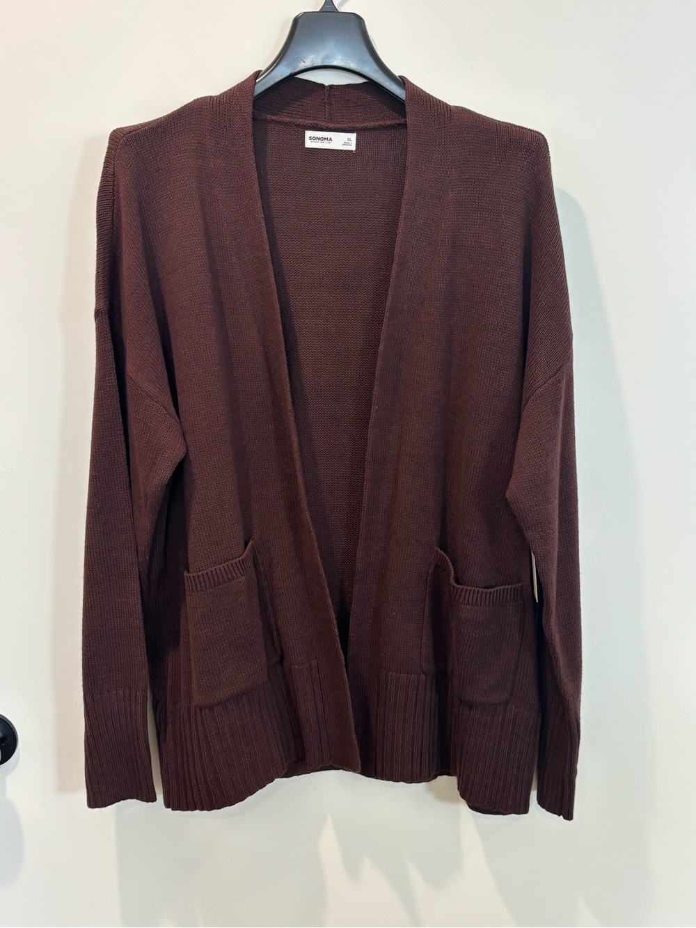 Sonoma Chocolate Brown Open-Front Pocket Cardigan Sweater